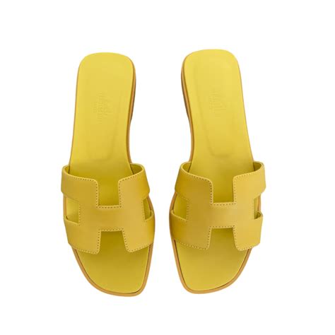 yellow hermes sandals for women